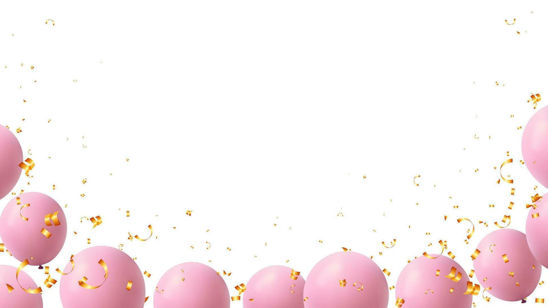 suave rosado globo y oro papel picado elementos para saludo tarjeta, bebé ducha, evento invitación vector