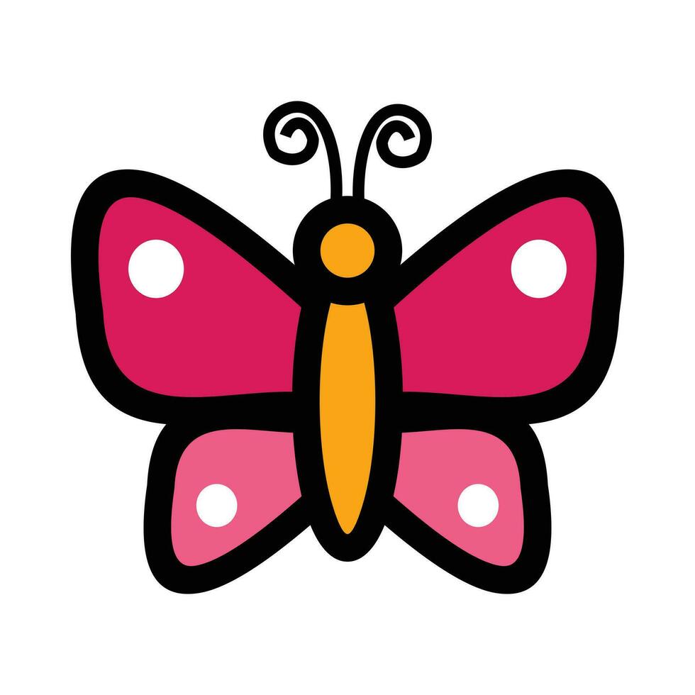 mariposa insecto icono vector ilustración diseño gráfico plano estilo rosado color. diseño para chicas. insecto animal diseño elementos