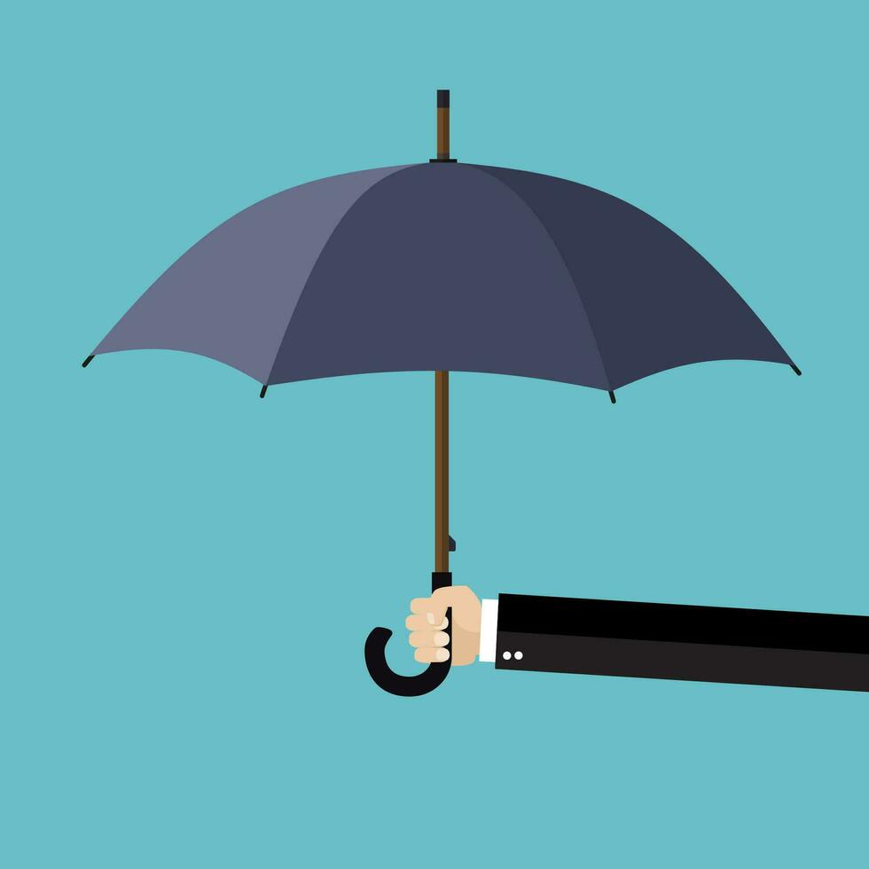 Businessman hand holding an umbrella vector