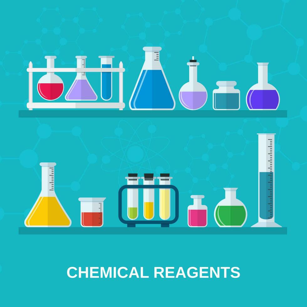 flasks with colored liquids. vector