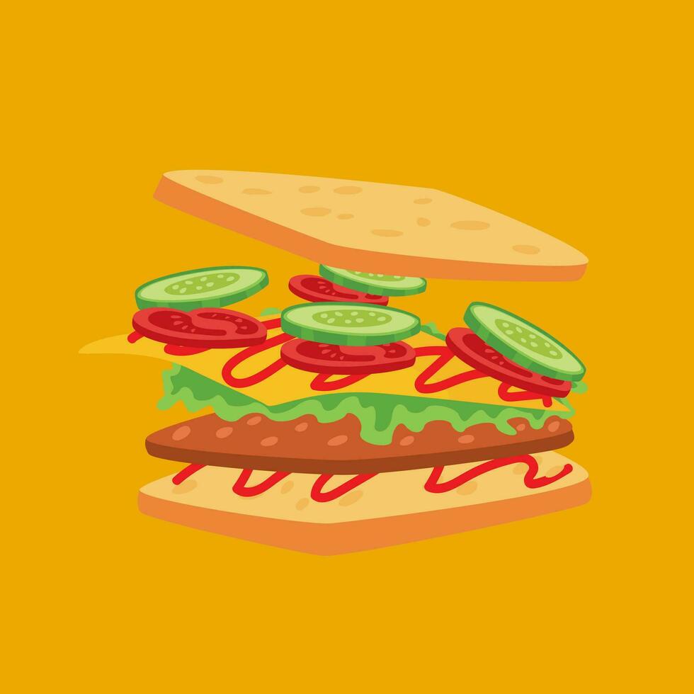 Sandwich tasty vector