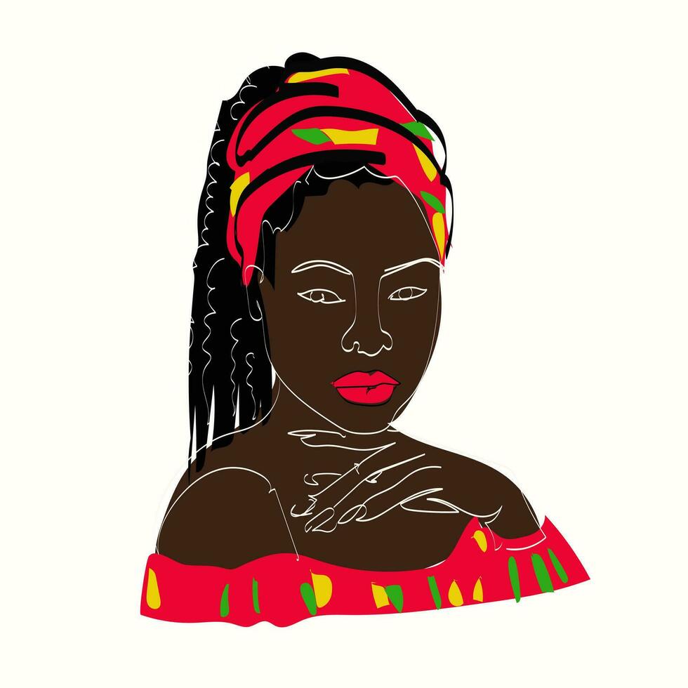 mujer con africano fuente vector