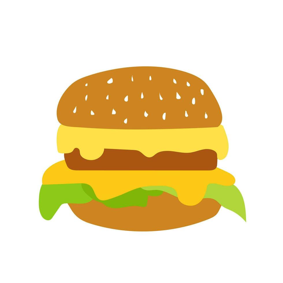 Flat burger illustration vector