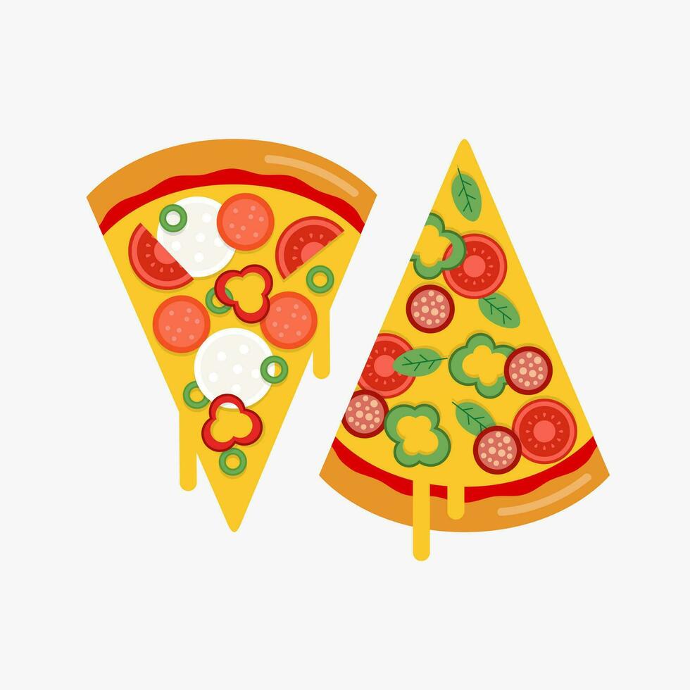 Two sliced pizza vector