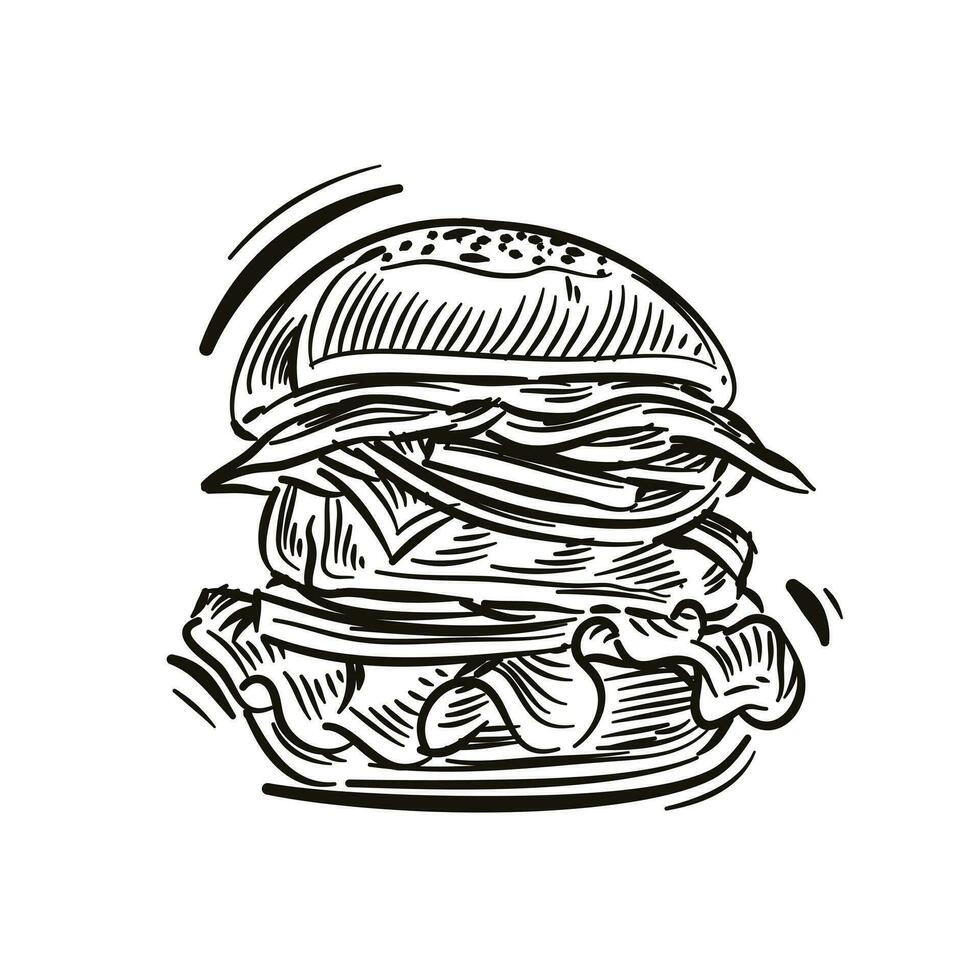 hamburguesa bosquejo ilustración vector