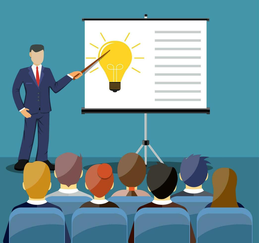 Businessman making presentation vector