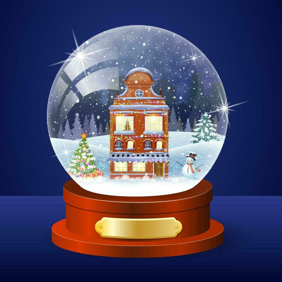 Navidad invierno paisaje globo vector