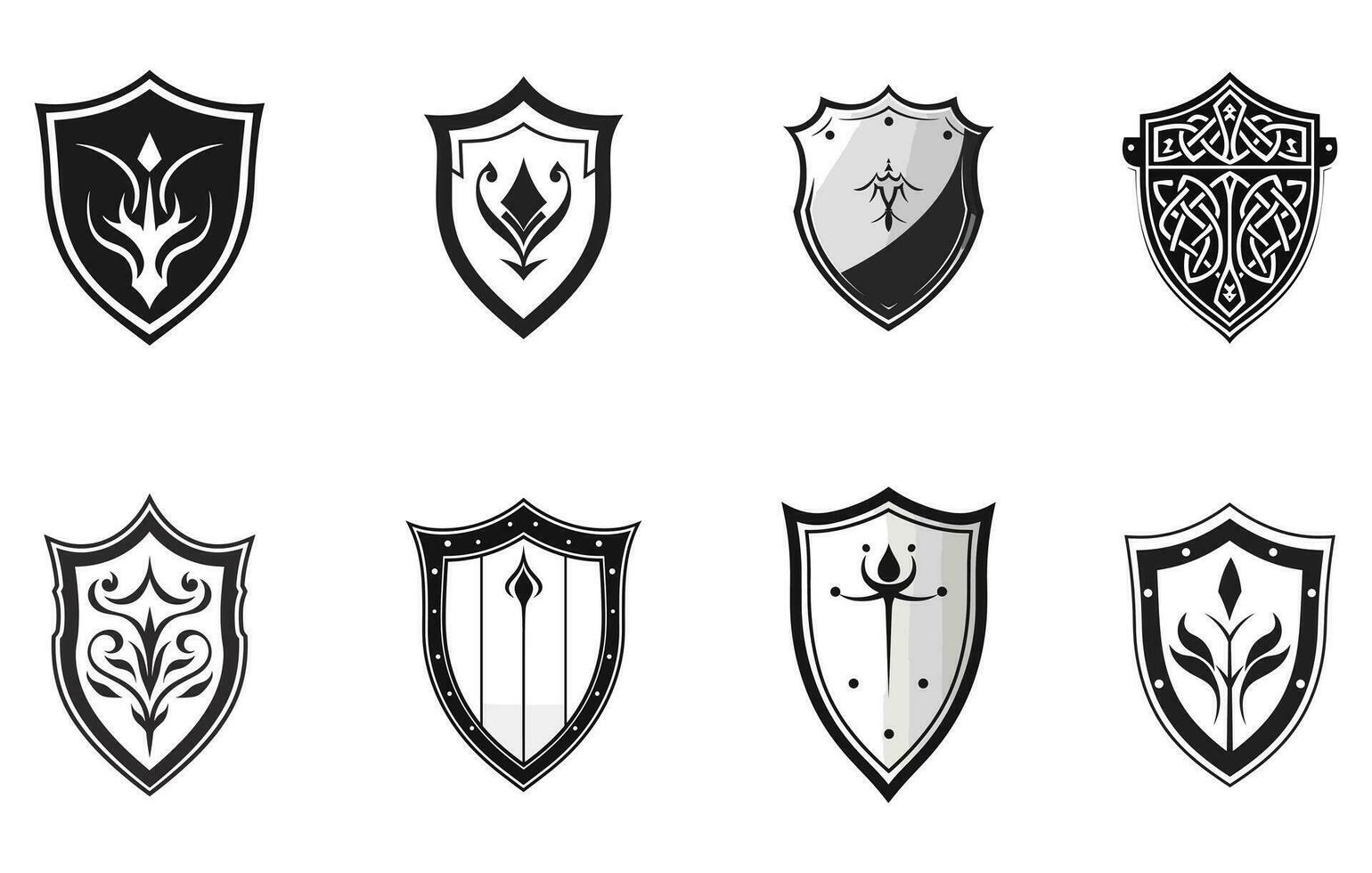 Shield icon vector,Shield icon set in vintage style vector