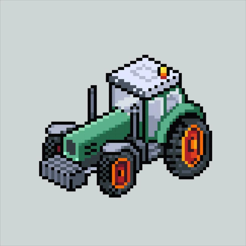 píxel Arte ilustración tractor. pixelado tractor. granja tractor pixelado para el píxel Arte juego y icono para sitio web y vídeo juego. antiguo colegio retro vector