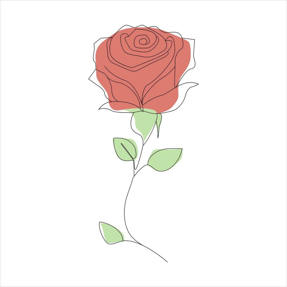 Rose one continuous line drawing. Floral flower natural design. Graphic, sketch drawing. rose vector