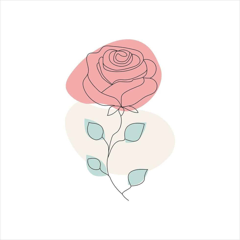 Rosa uno continuo línea dibujo. floral flor natural diseño. gráfico, bosquejo dibujo. Rosa vector