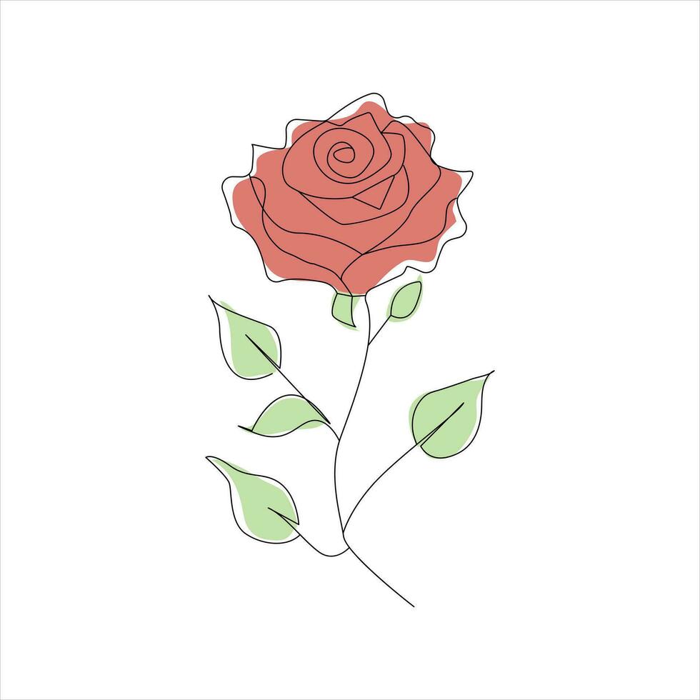 Rose one continuous line drawing. Floral flower natural design. Graphic, sketch drawing. rose vector