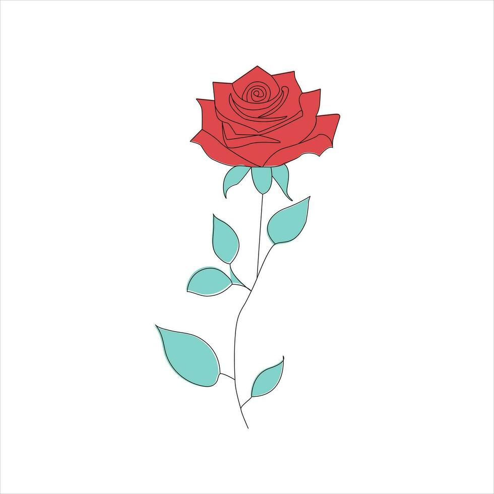 Rose one continuous line drawing. Floral flower natural design. Graphic, sketch drawing. rose vector