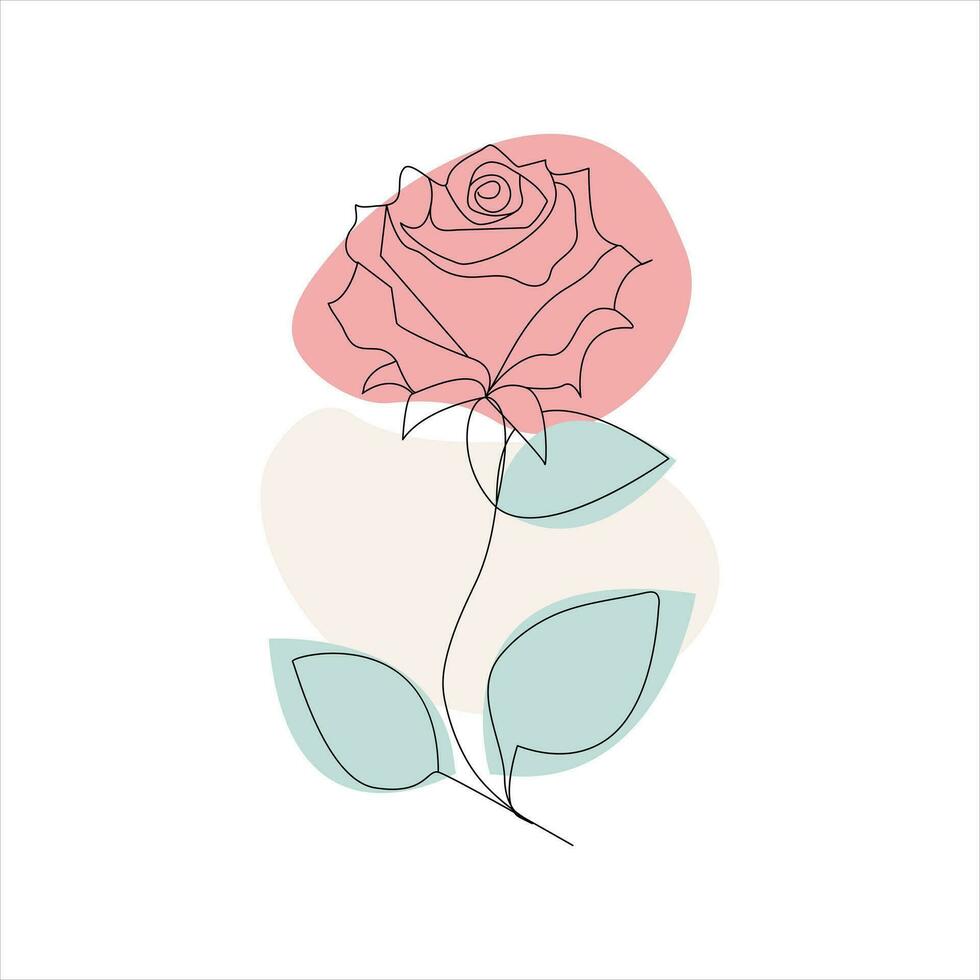 Rose one continuous line drawing. Floral flower natural design. Graphic, sketch drawing. rose vector