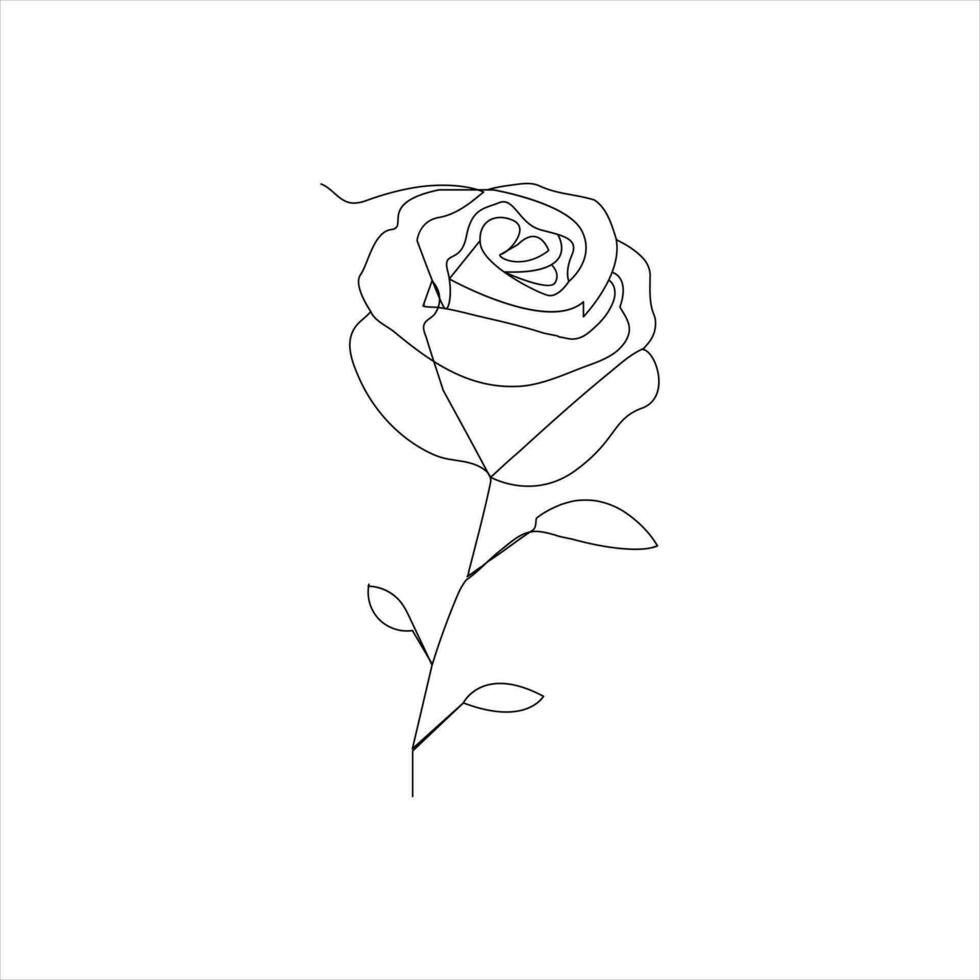 Rosa uno continuo línea dibujo. floral flor natural diseño. gráfico, bosquejo dibujo. Rosa vector