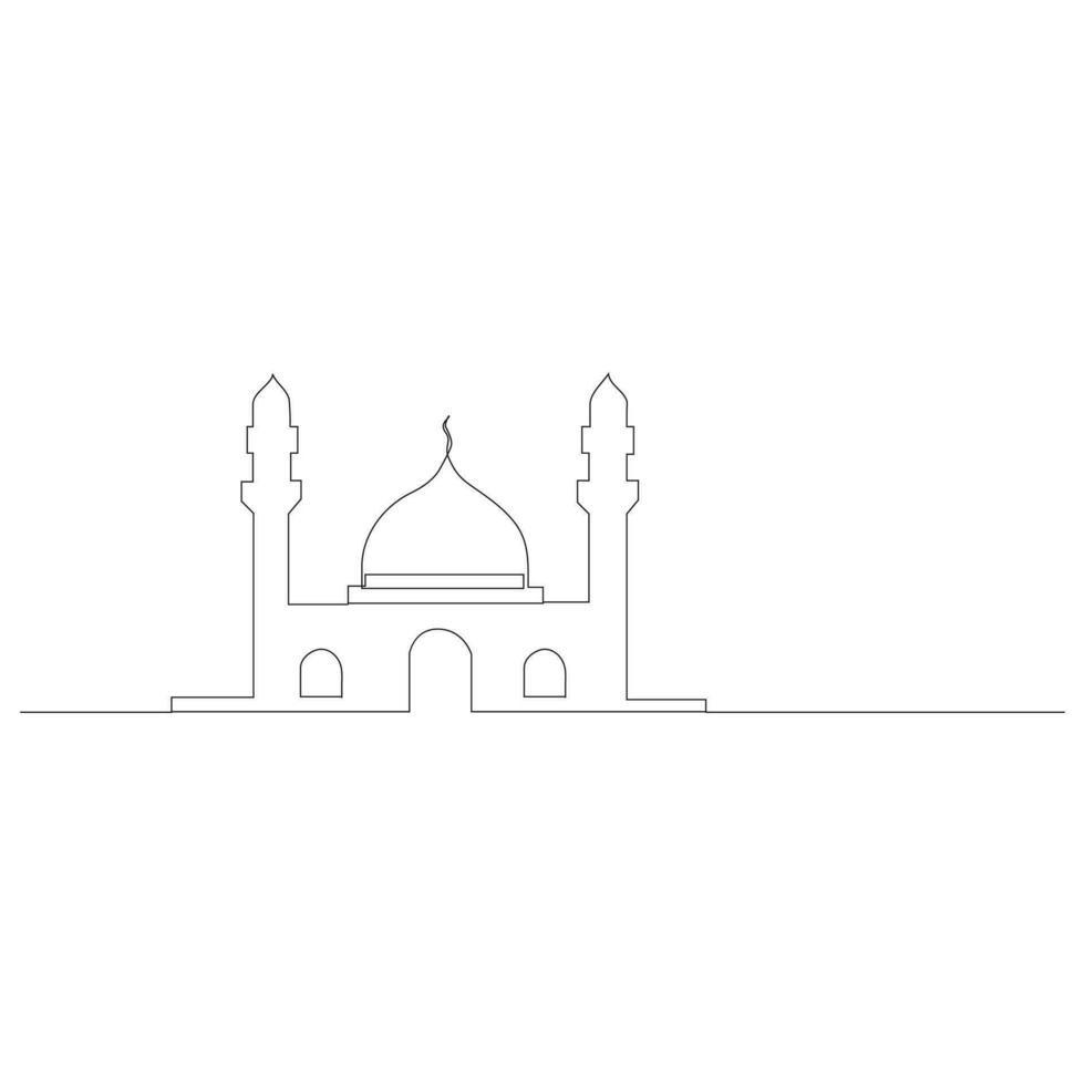 mezquita línea Arte dibujo islámico ornamento antecedentes. soltero línea dibujar diseño vector gráfico ilustración