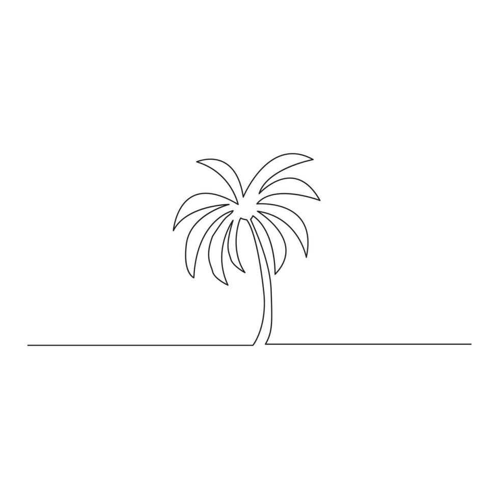 palm tree  Single continuous line art  drawing. Simple tree line art design vector