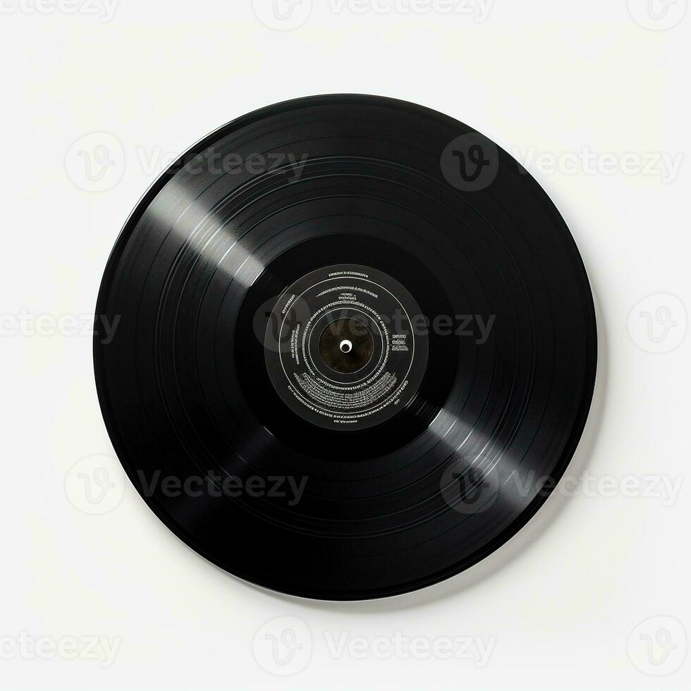 AI generated Vinyl Record on White Background. Recording, Music, Song photo