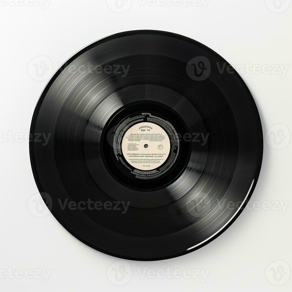 AI generated Vinyl Record on White Background. Recording, Music, Song photo