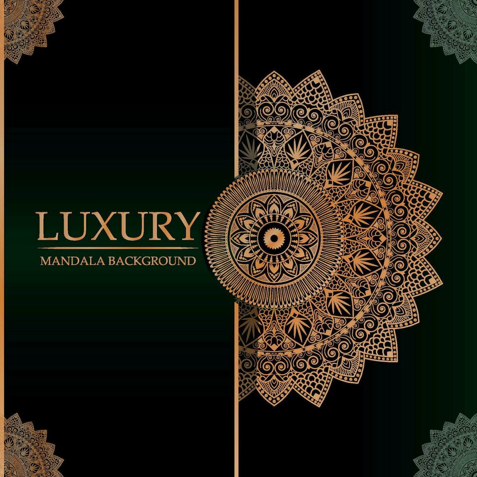 lujoso mandala diseño para decoración con dorado arabesco modelo Arábica islámico este estilo, póster, cubrir, folleto, volantes, bandera, hermosa tarjeta, figura mandala para colorante vector