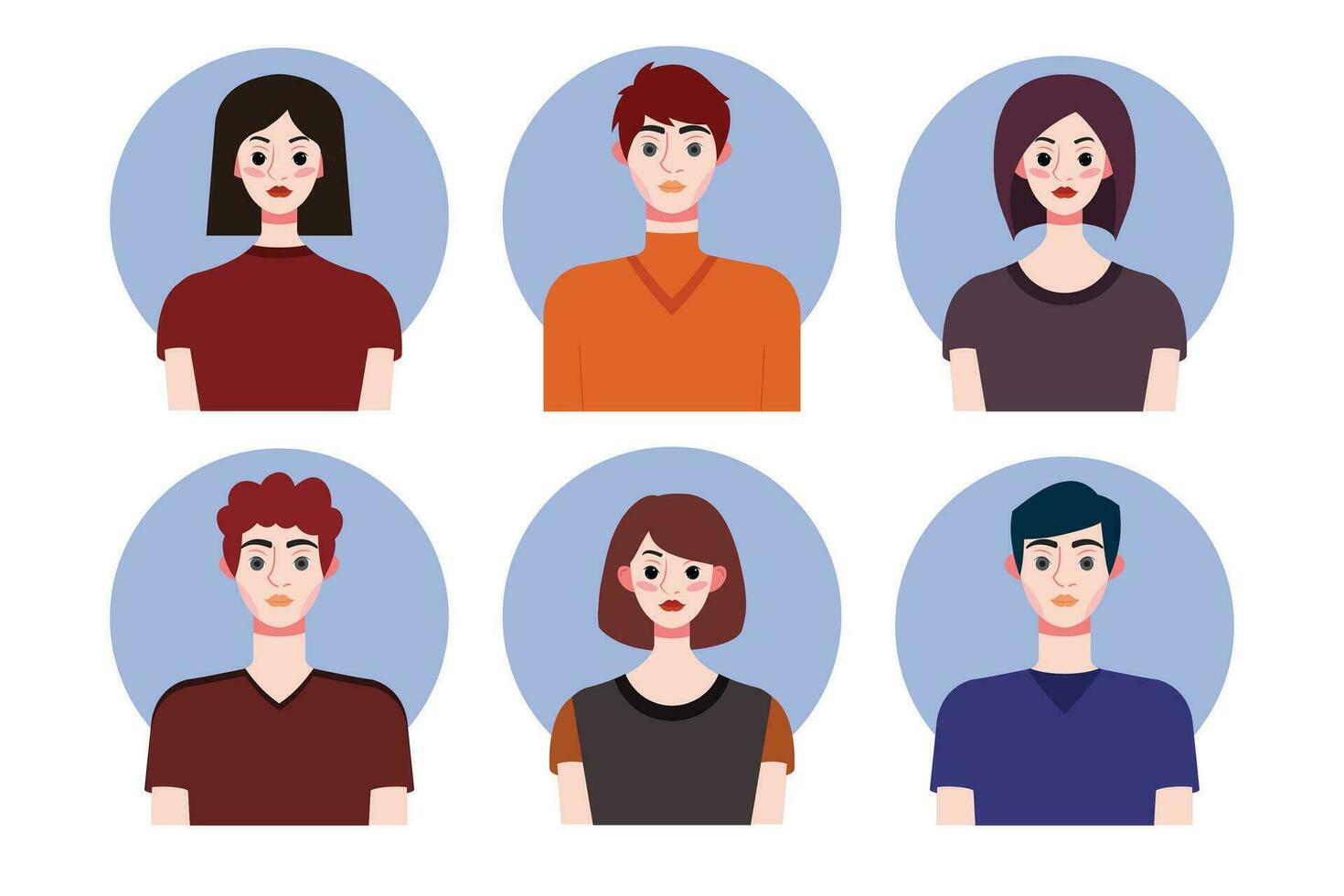 Set of social media profile templates with people avatars. Vector illustration