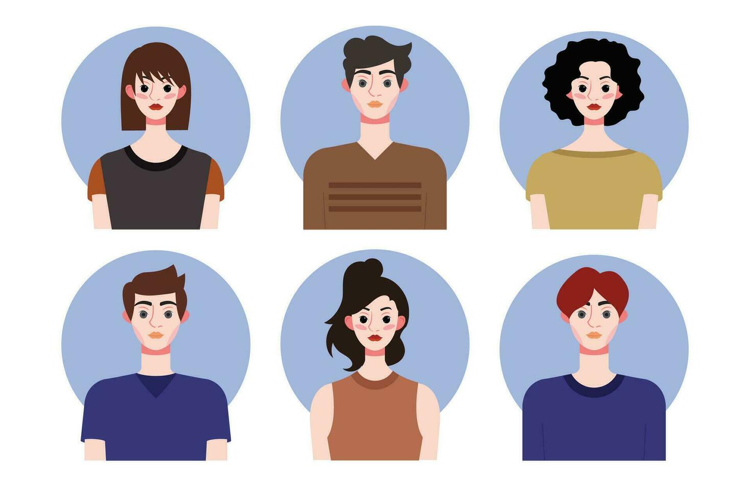 Set of social media profile templates with people avatars. Vector illustration