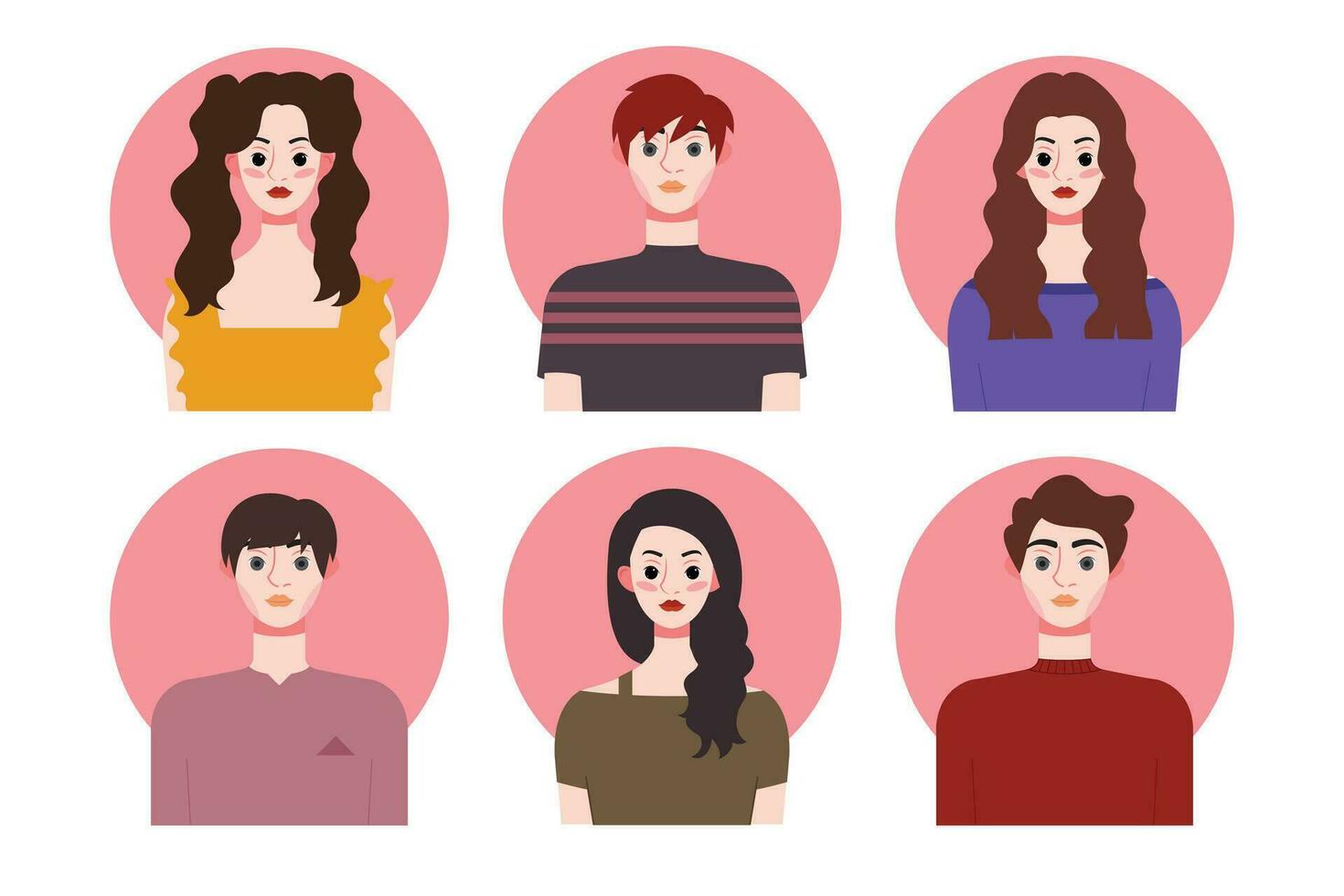 conjunto de social medios de comunicación perfil plantillas con personas avatares. vector ilustración