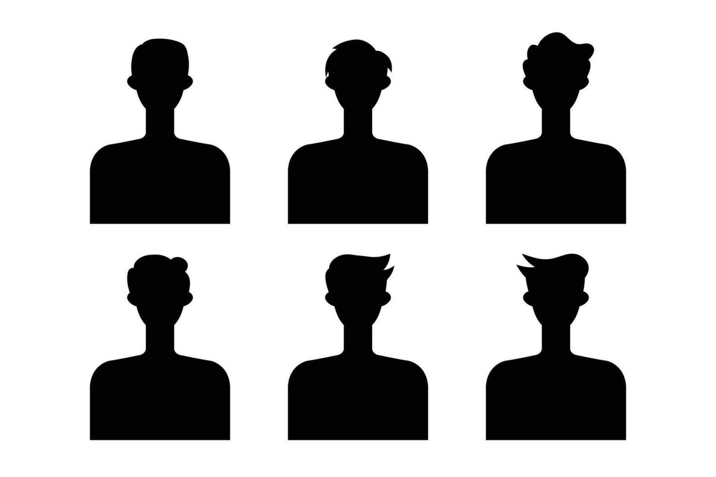 Silhouette of a man and woman with different hairstyles. Vector illustration.