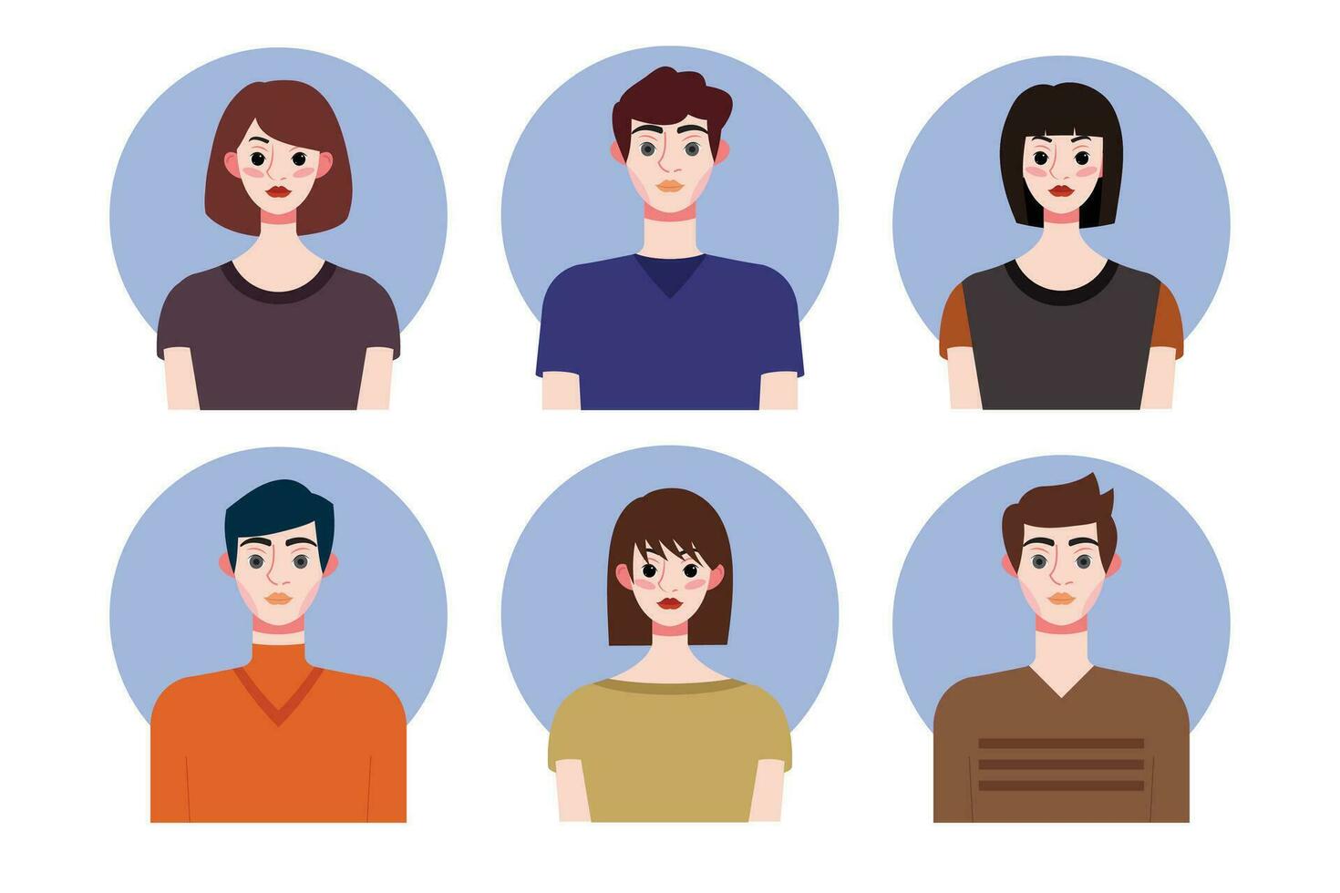 conjunto de social medios de comunicación perfil plantillas con personas avatares. vector ilustración