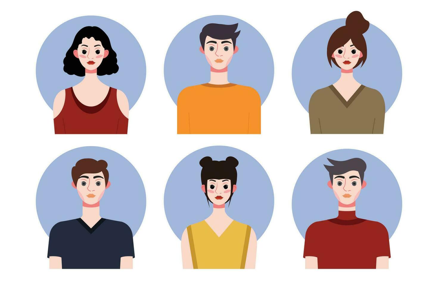 Set of social media profile templates with people avatars. Vector illustration