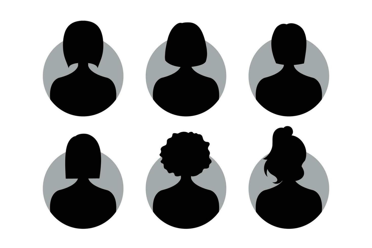 Silhouette of a man and woman with different hairstyles. Vector illustration.