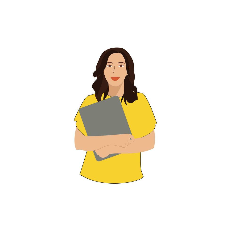 mujer con laptop vector