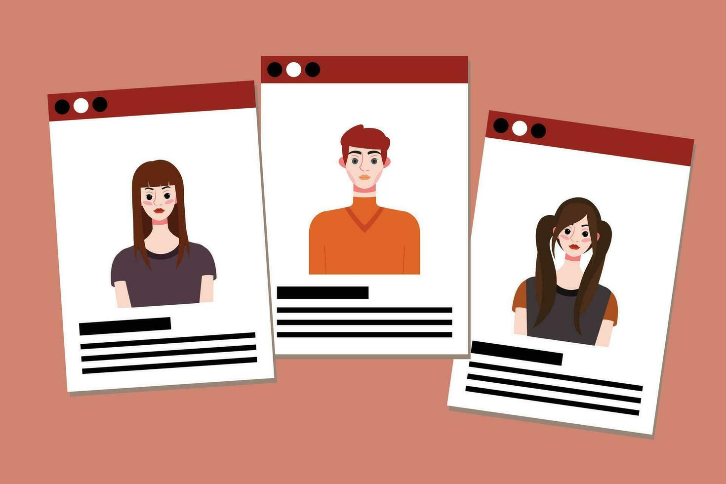 Set of profile photo templates for social networks. Vector illustration in flat style