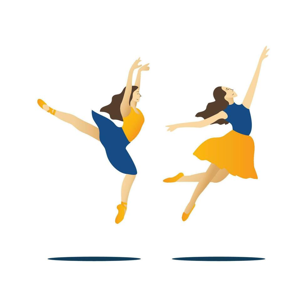 bailarina en amarillo falda y pointe zapatos. vector ilustración.