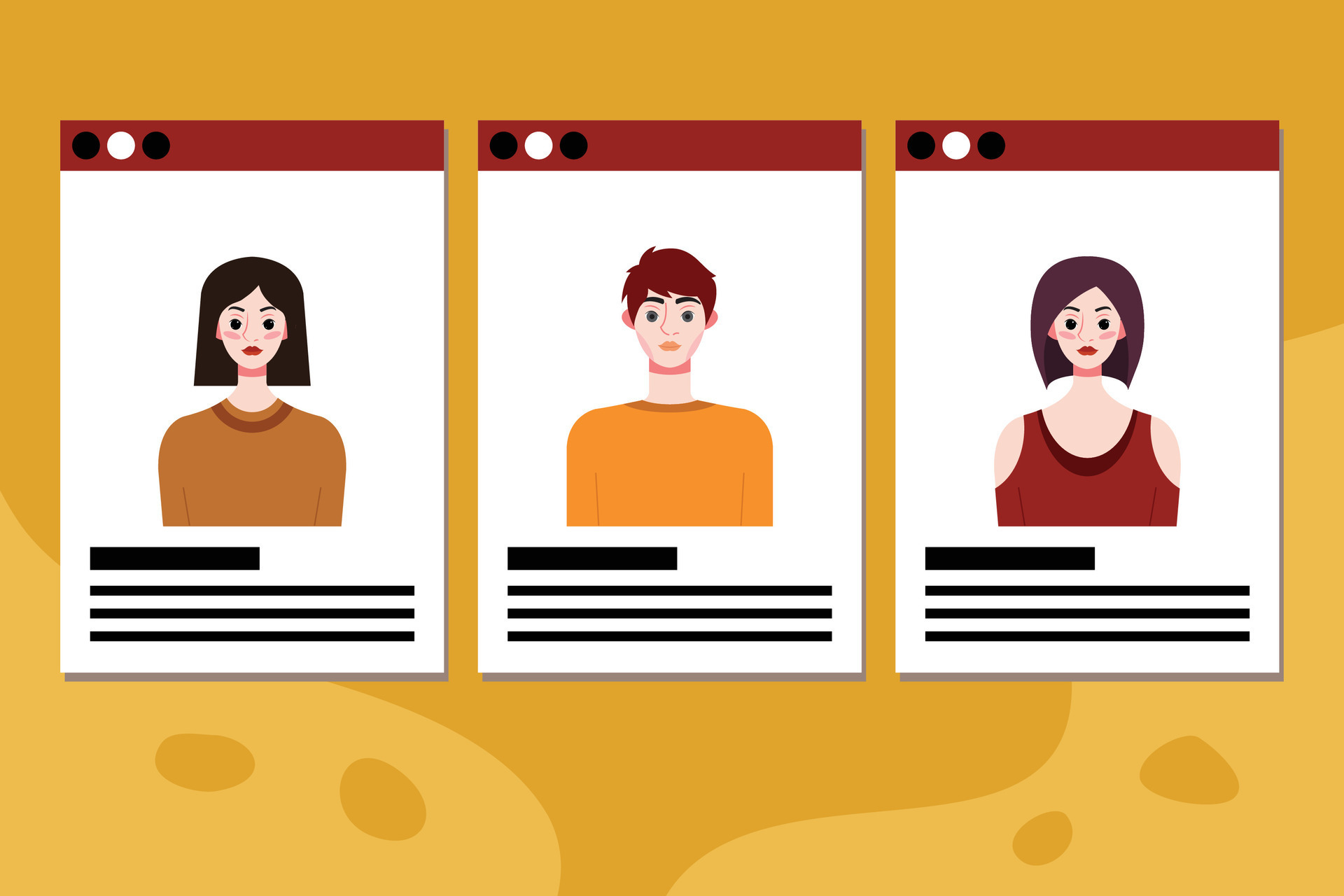 Set of social media profile templates with people avatars. Vector Set of social media profile templates with people avatars. Vector