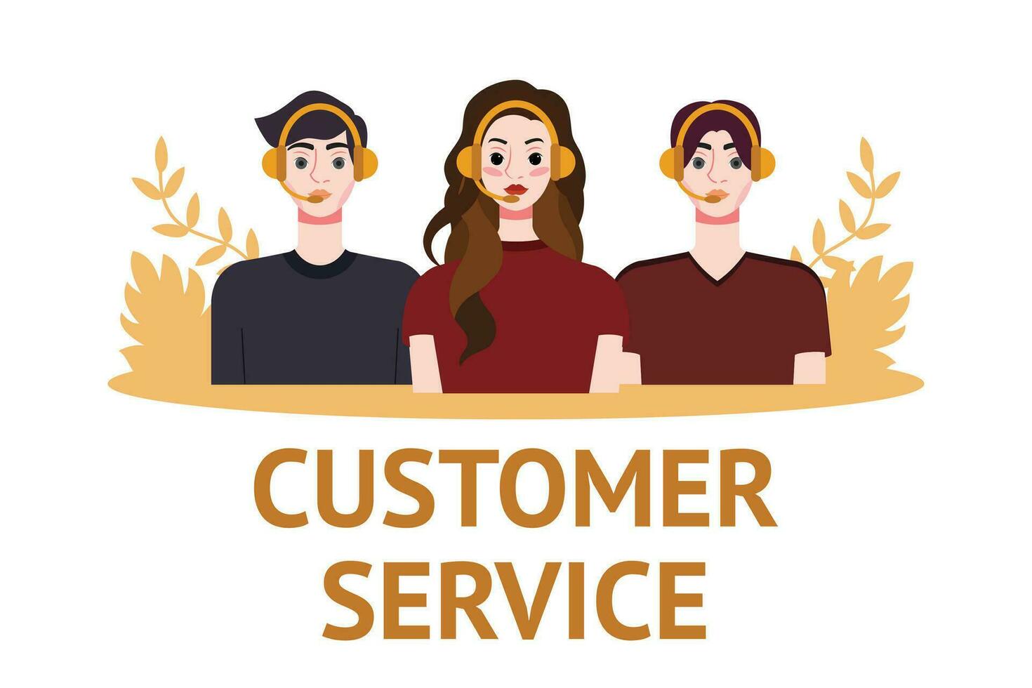 cliente Servicio concepto. personas con auriculares vector ilustración en plano estilo