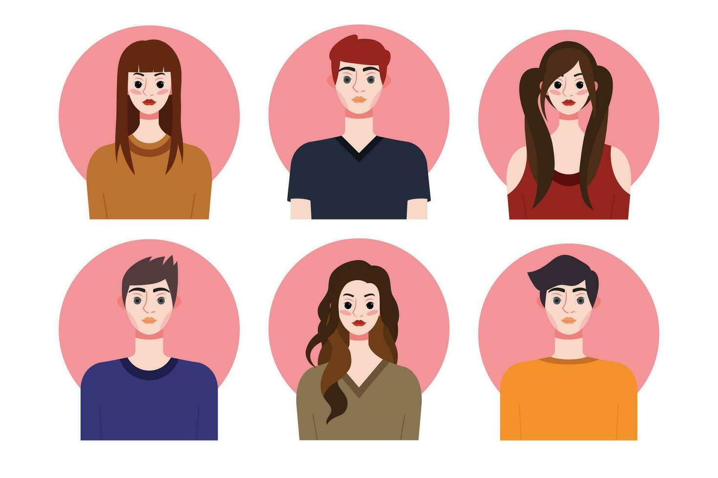 Set of social media profile templates with people avatars. Vector illustration