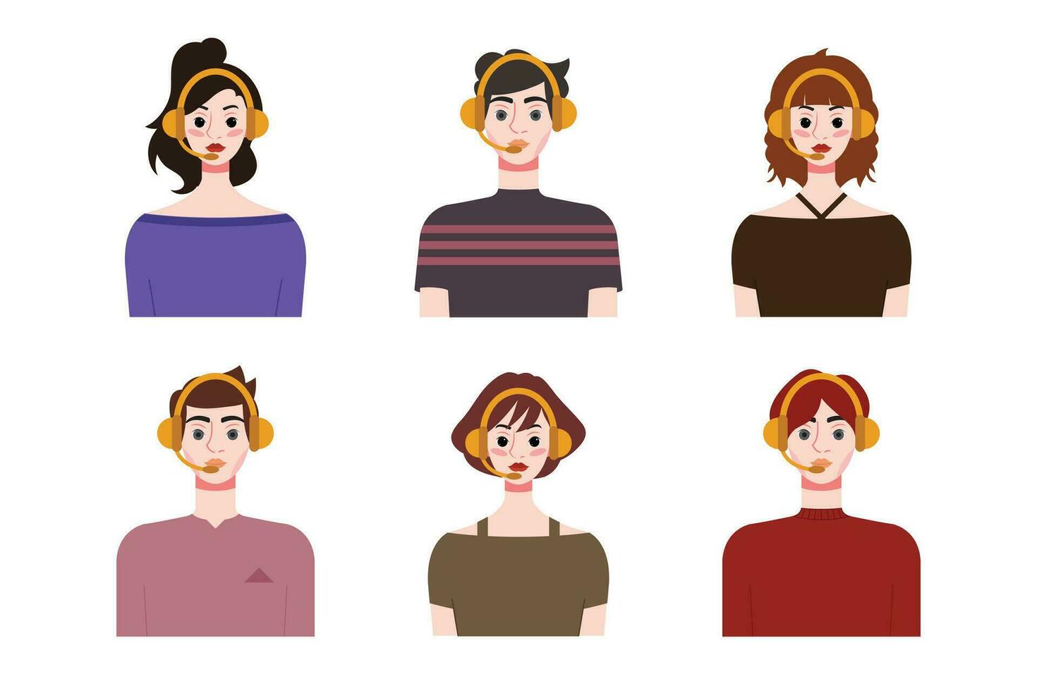 conjunto de joven personas con diferente peinados plano estilo vector ilustración.