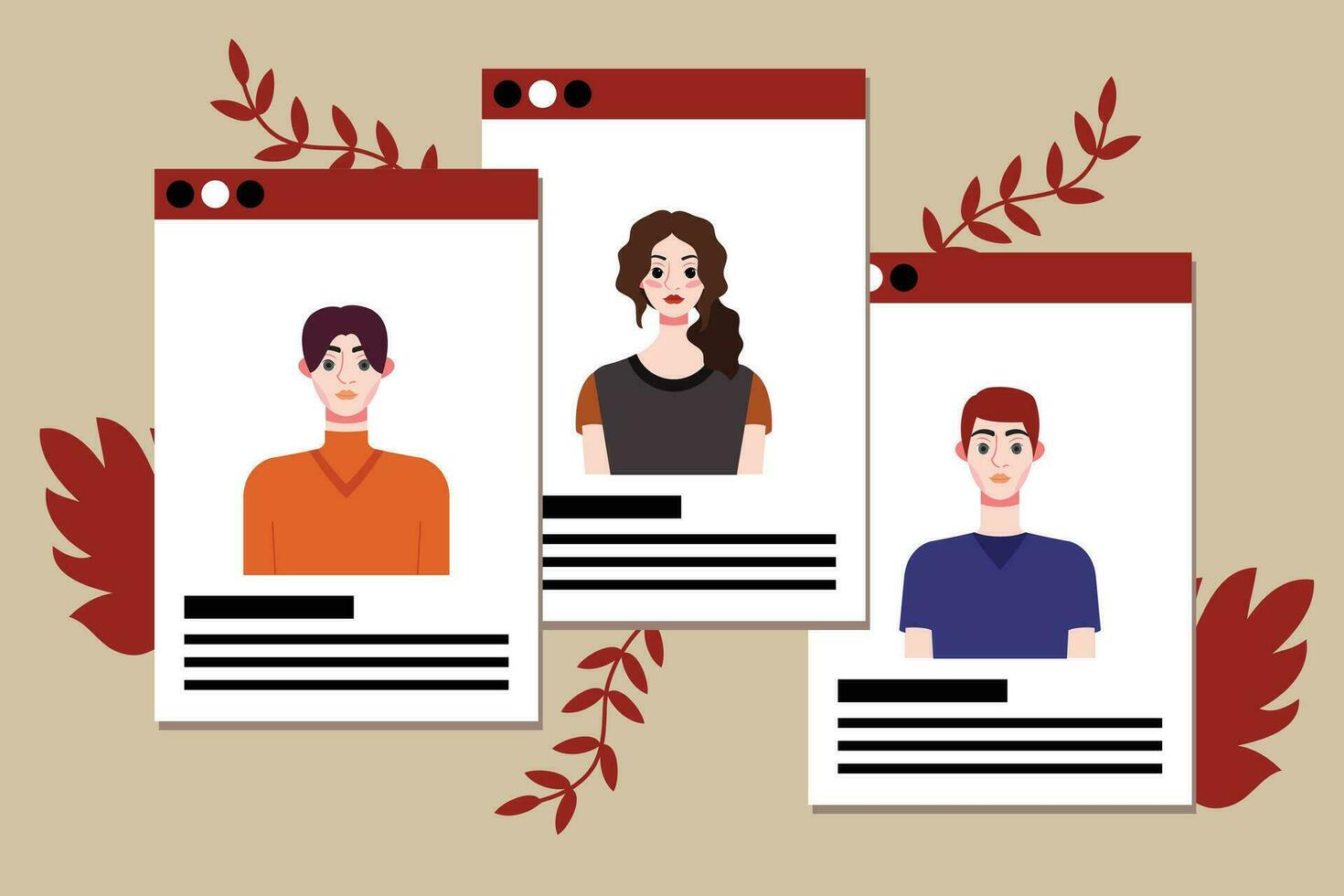 Social media concept. Vector illustration in flat style. Group of people.