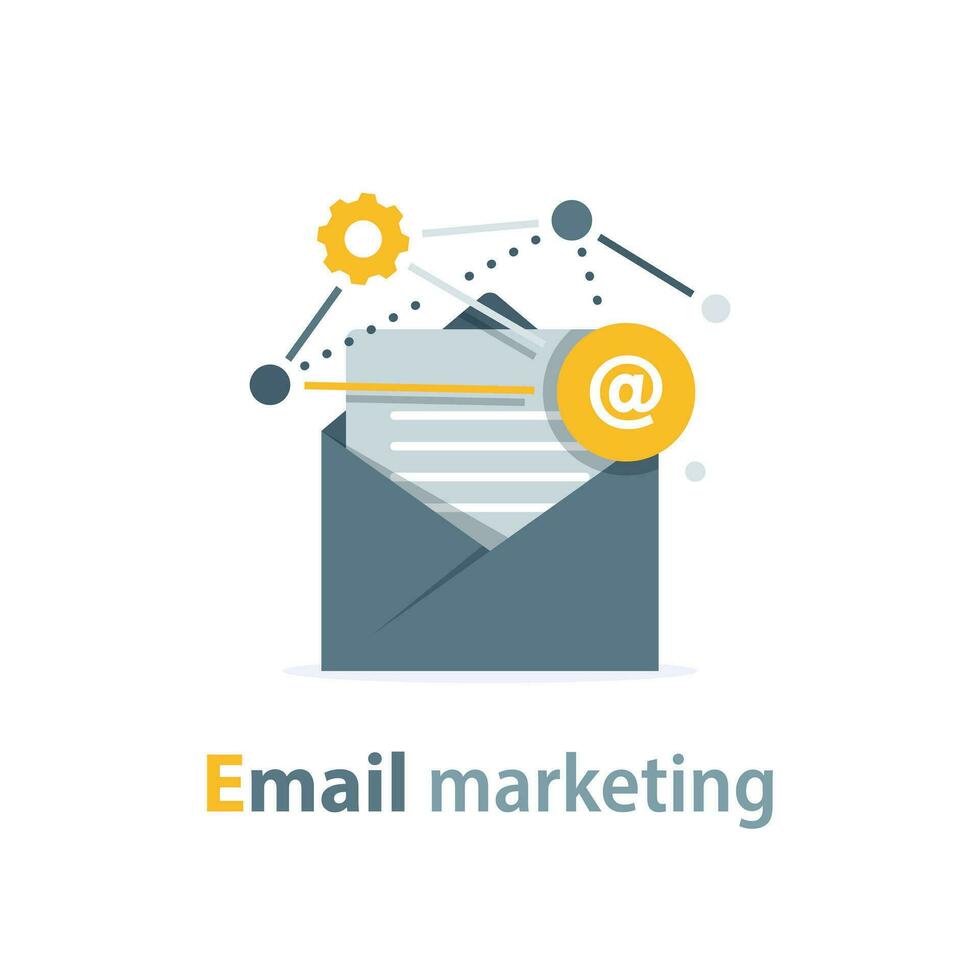 Email and messaging,Email marketing campaign,flat design icon vector illustration