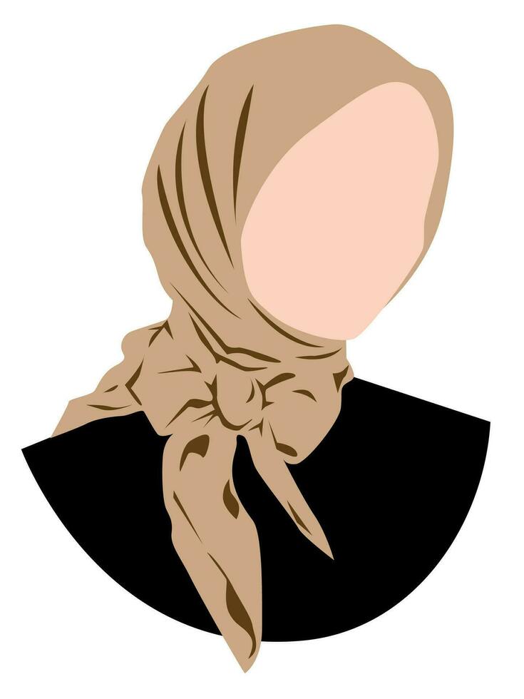 Close up potrait of Muslim woman in brown hijab vector