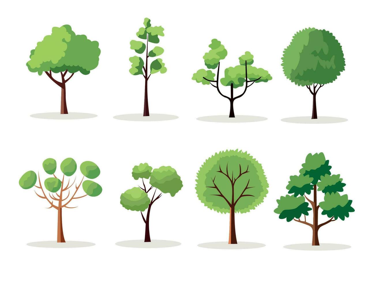 set of tree vector illustration editable EPS