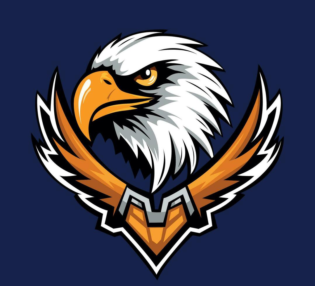 Eagle face logo with wings vector illustration