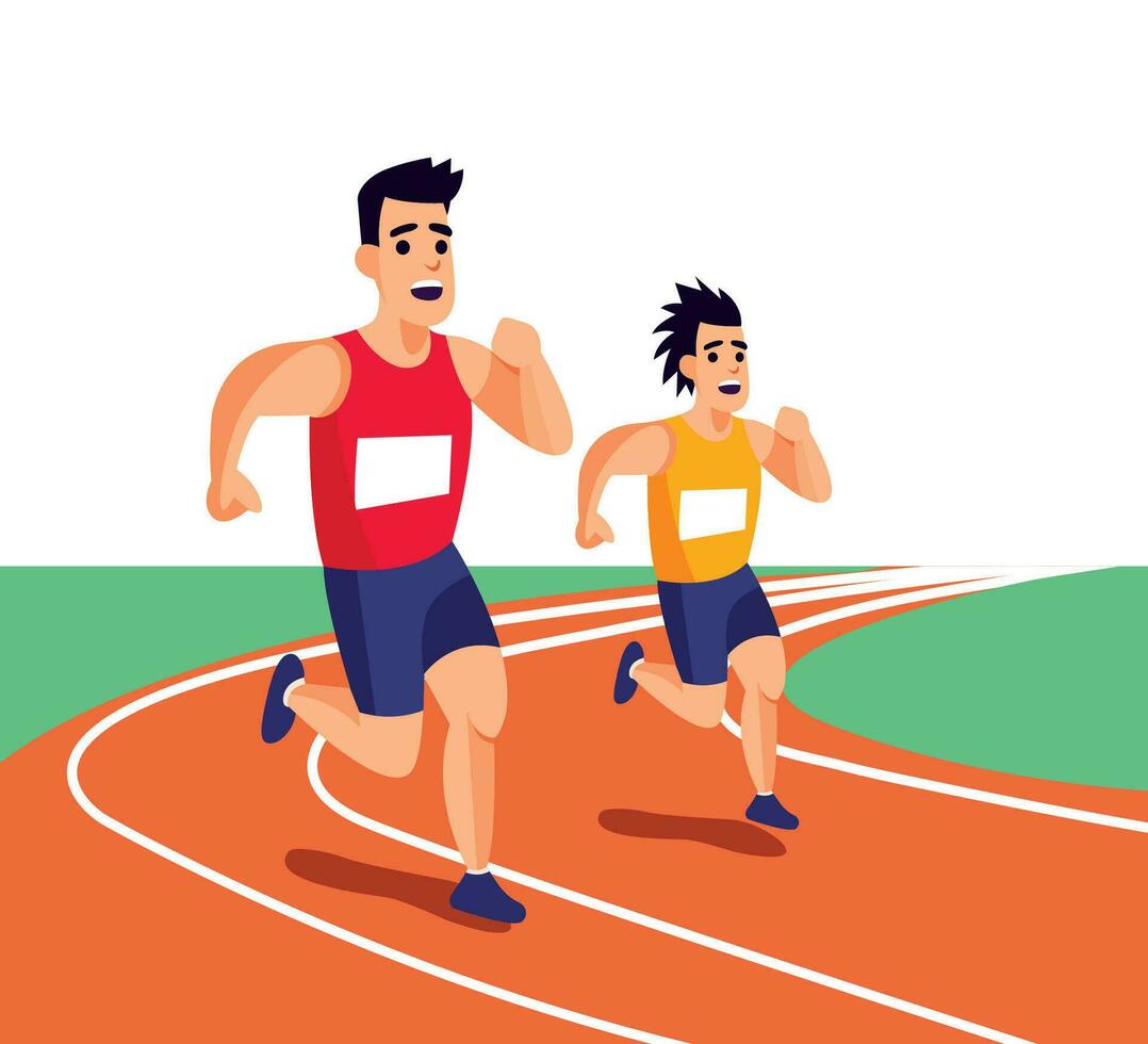 flat character runners on track illustration vector
