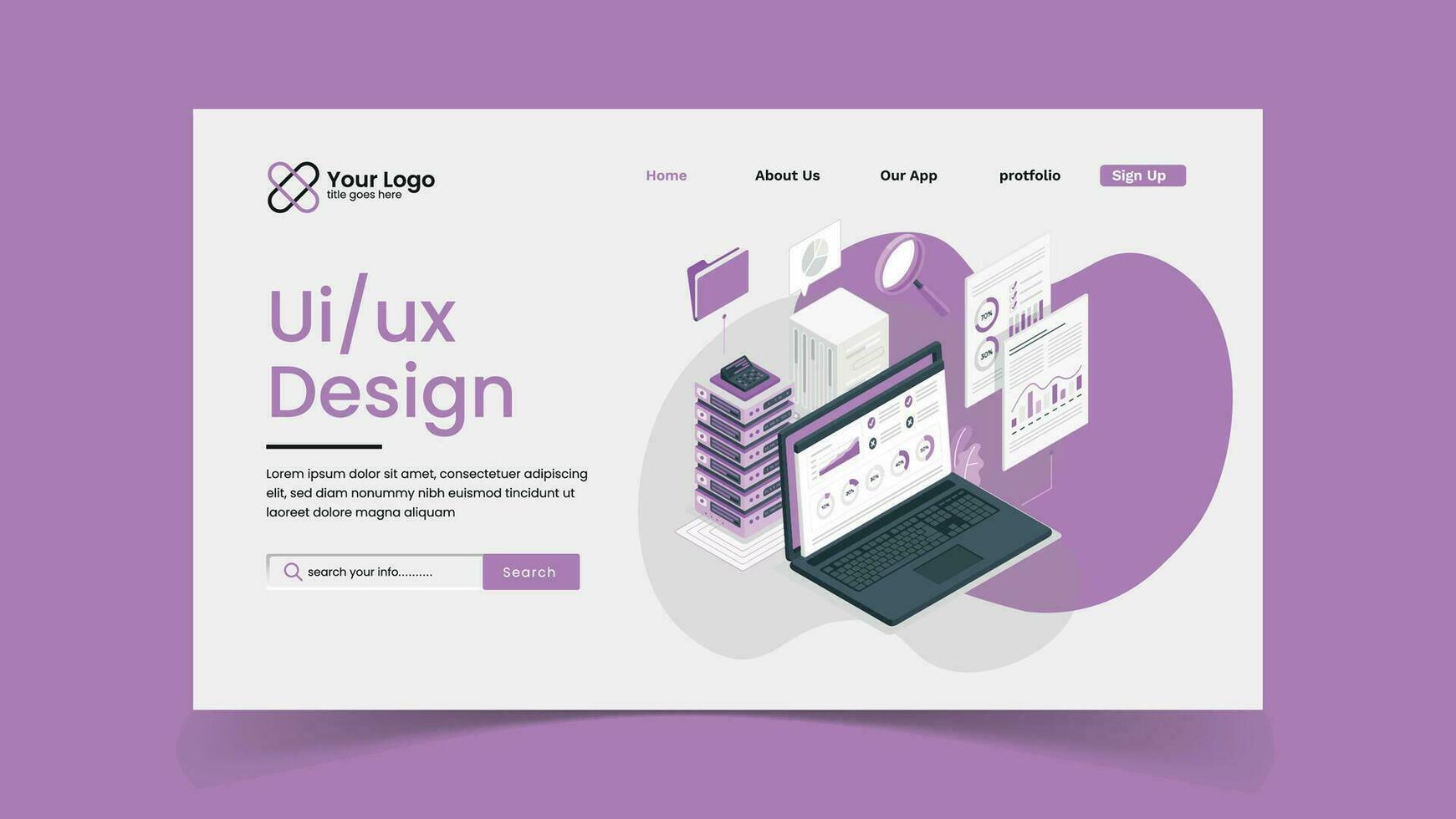 UI UX landing page web ui design template 36001977 Vector Art at Vecteezy