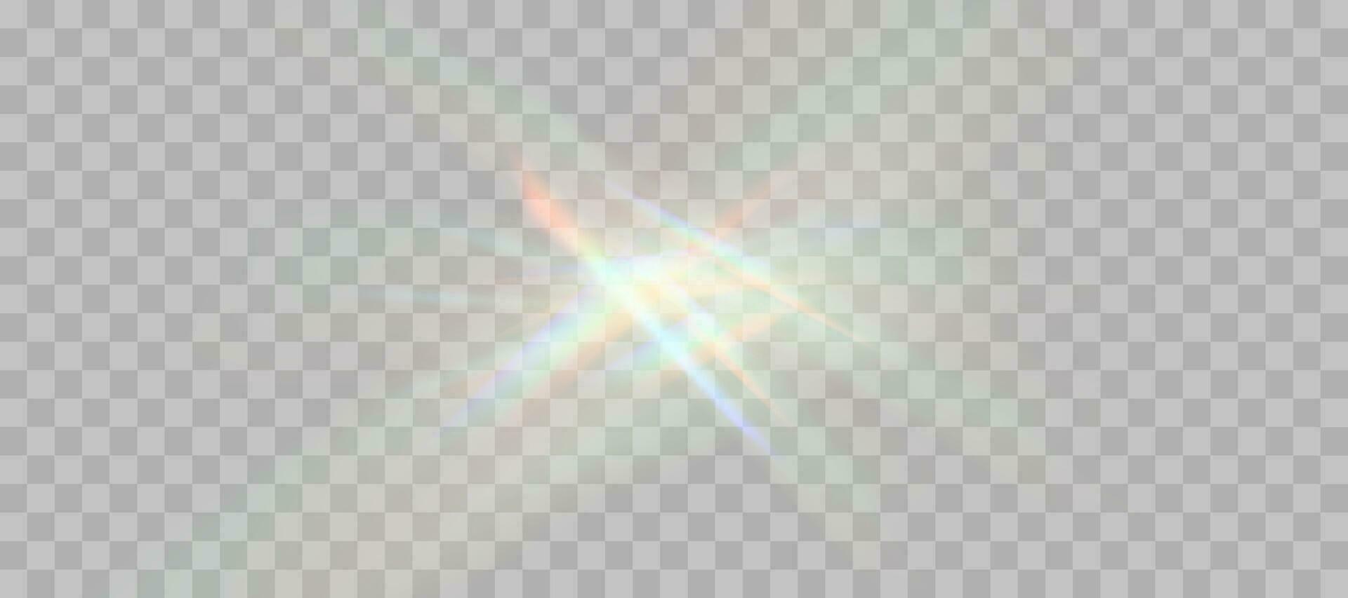 Blurred rainbow refraction overlay effect. Light lens prism effect. Holographic reflection, crystal flare leak shadow overlay. Vector abstract illustration.