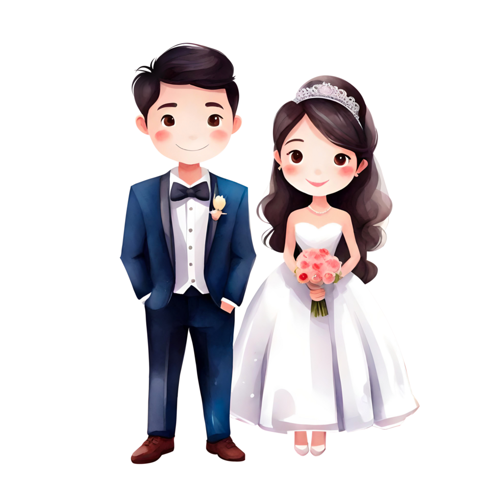 AI generated Whimsical Wedding Wonders Of Sweetly Couple Isolated Transparent Illustration png