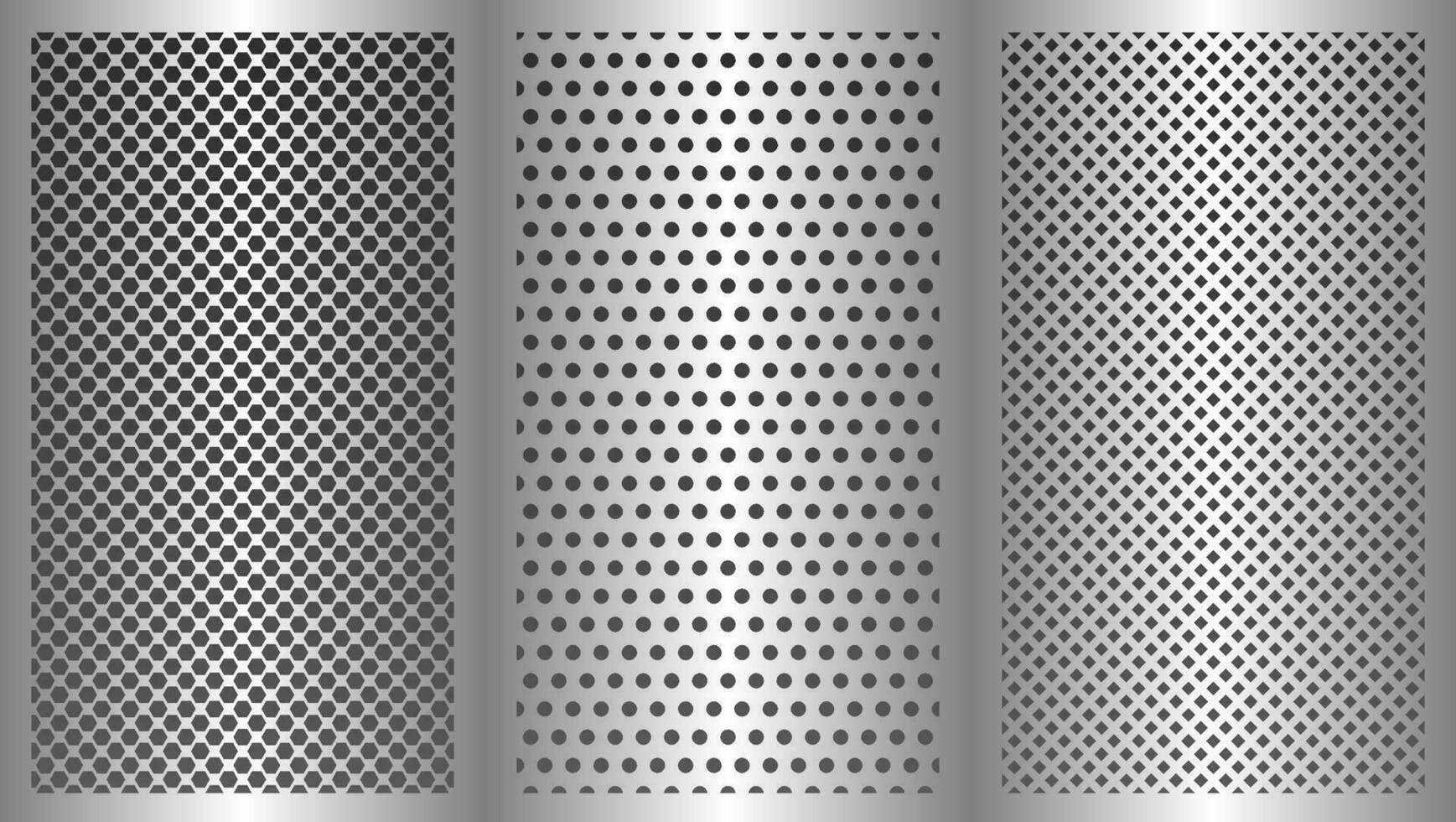Style variation of metal plate vector illustration. Different metal texture. Carbon fiber texture variation