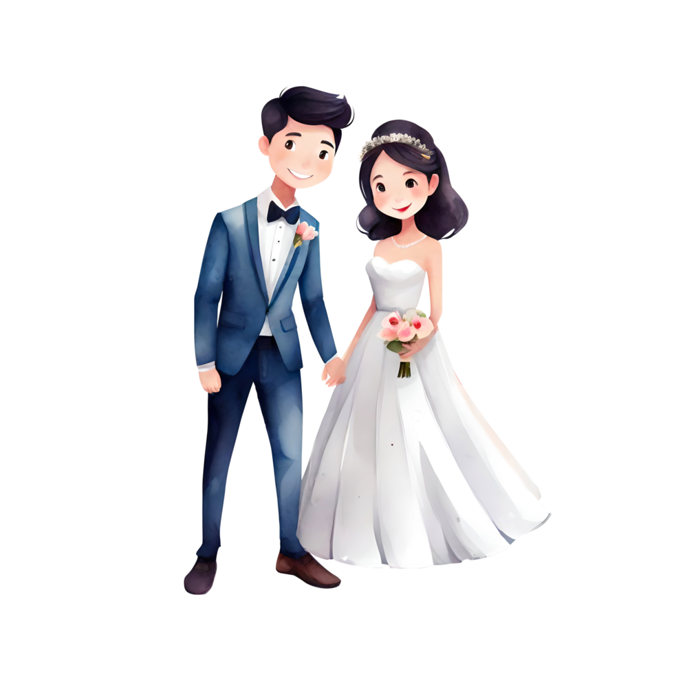 AI generated Charming Cartoon Romance Of Simple and Cute Matrimony Isolated Transparent Illustration png