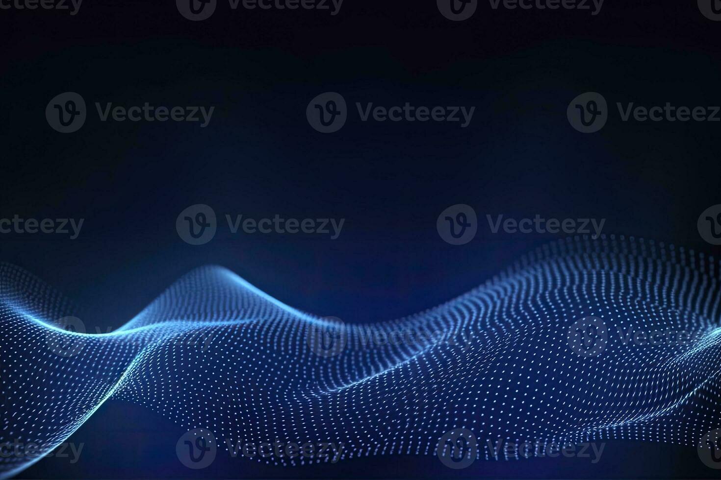 AI generated Dynamic blue particle wave. Abstract sound visualization. Digital structure of the wave flow of luminous particles. AI Generated. photo